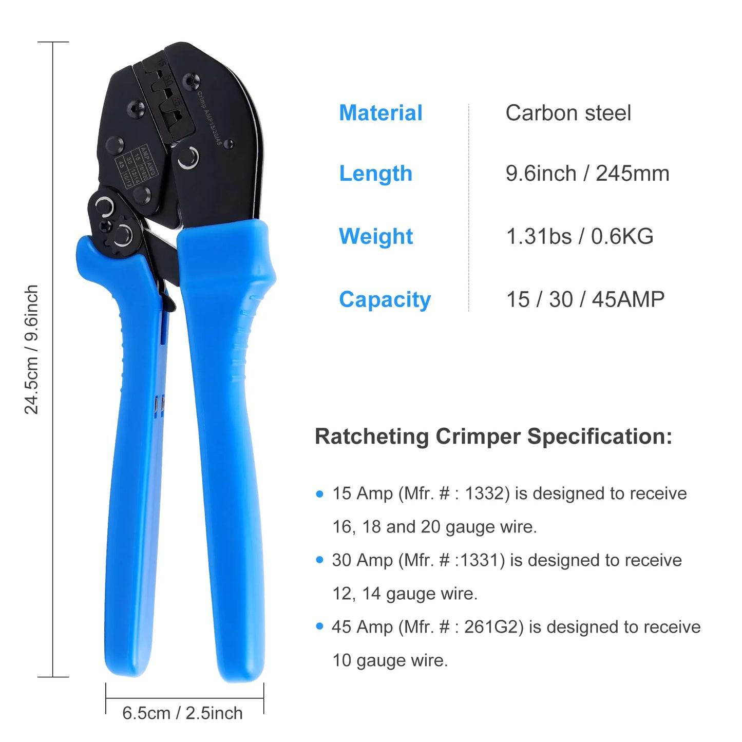 Powerpole Crimper, Crimp Tool for 15, 30, and 45 Amp Anderson Connectors