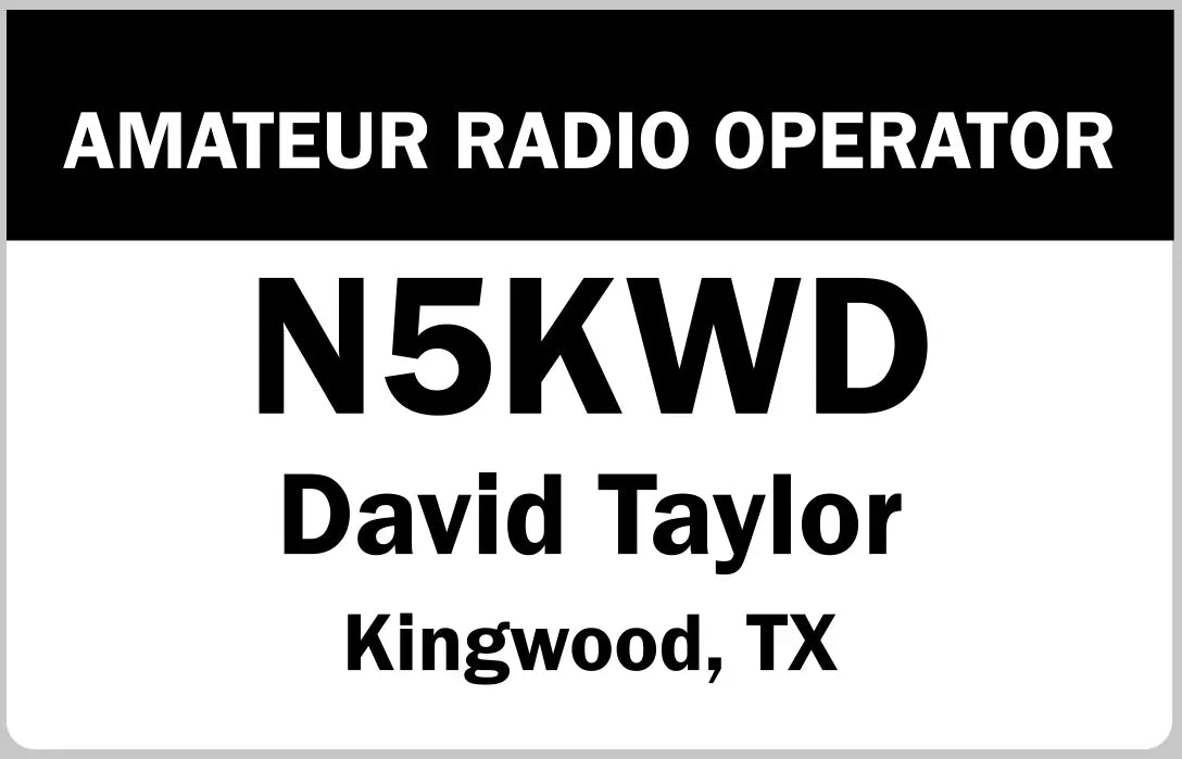 Customized Name Badge, Ham Radio Operator, Black