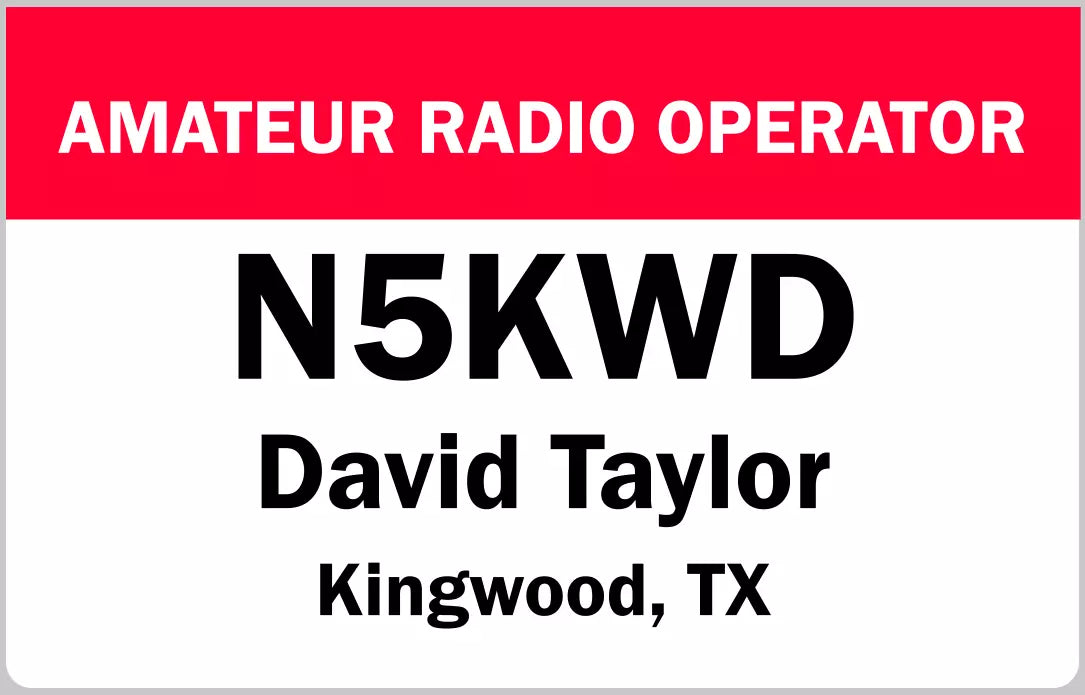 Customized Name Badge, Ham Radio Operator, Red