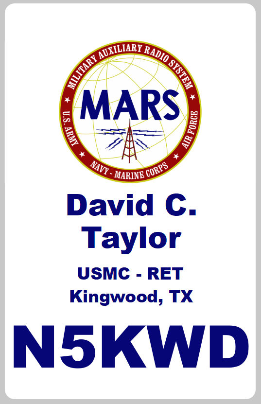 Customized Name Badge, Military Auxilary Radio Service, Vertical White