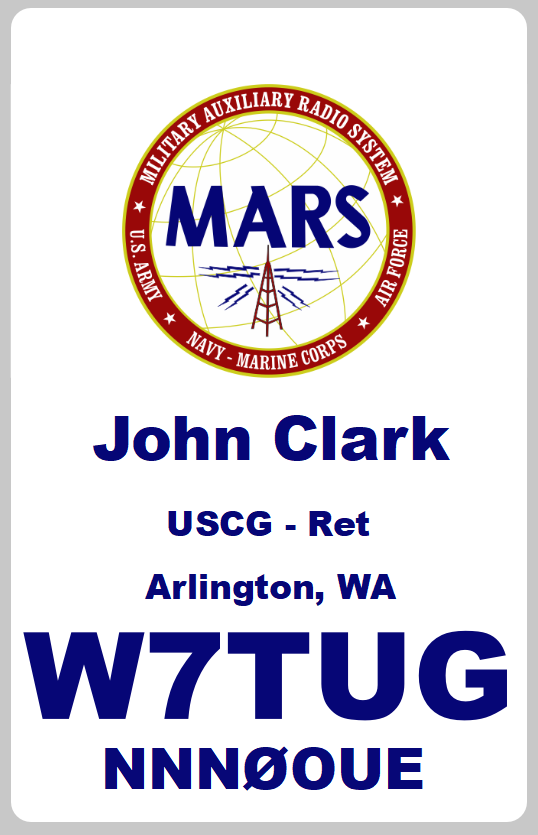 Customized Name Badge, Military Auxilary Radio Service, Vertical White