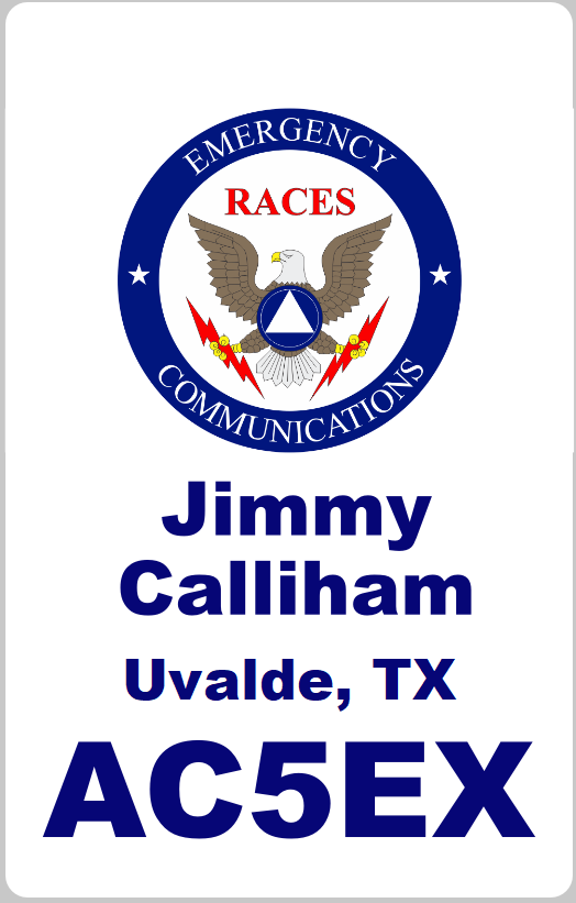 Customized Name Badge, Radio Amateur Civil Emergency Service, Vertical White