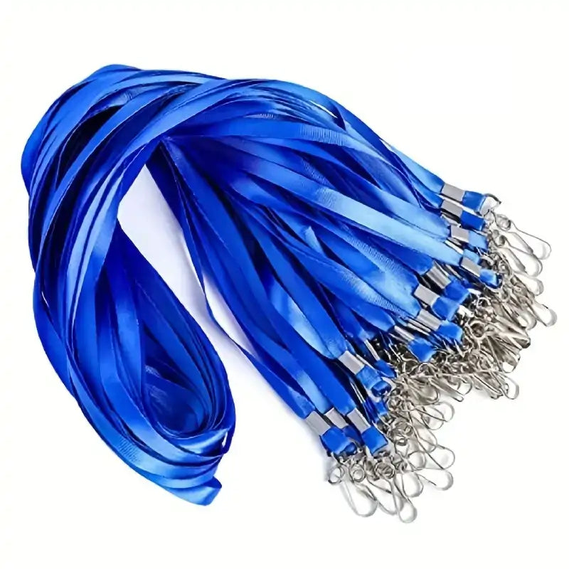 Flat Blue Lanyard with Swivel Hook Clip for Custom Name Tags and Ids