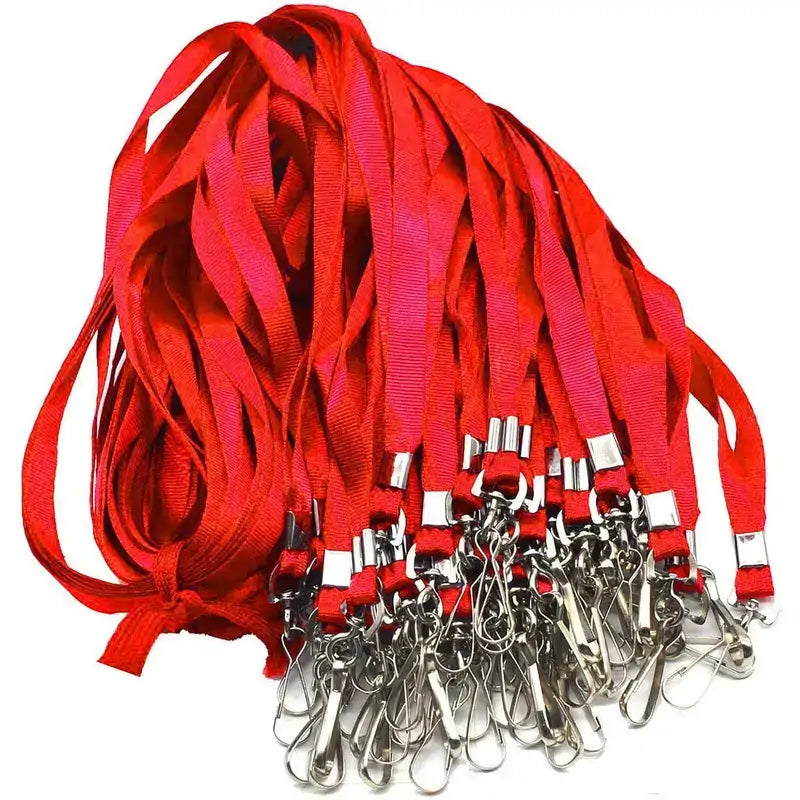 Flat Red Lanyard with Swivel Hook Clip for Custom Name Tags and Ids