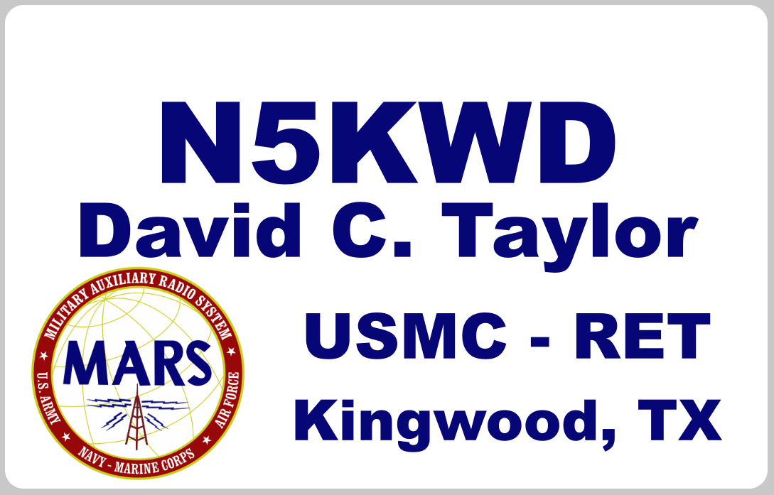 Customized Name Badge, Military Auxilary Radio Service, Horizontal White