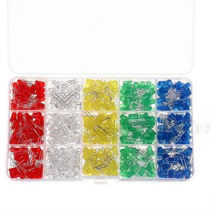 Light Emitting Diode LED Kit Mixed Colors, 5mm, 500 pcs